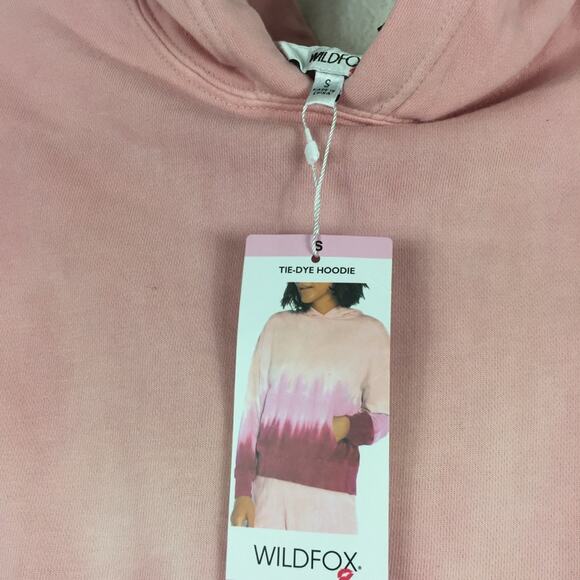 NWT Wildfox Tie Dye Pink Hoodie Oversized  Sweatshirt Small Cozy Loungewear - Picture 5 of 13